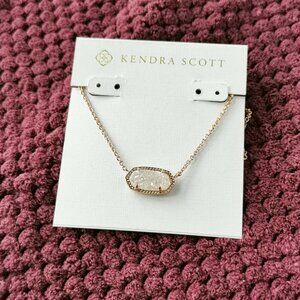 Kendra Scott Iridescent Drusy Elisa Rose Gold Pendant Necklace NEW WITH POUCH